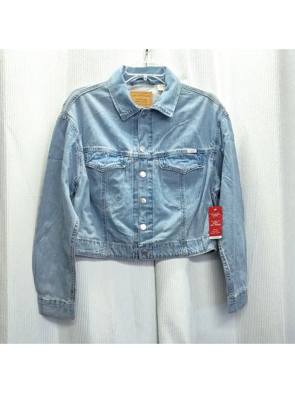 Levi Strauss Signature Easy Trucker Denim Jacket Relaxed Fit Cotton Womens Small